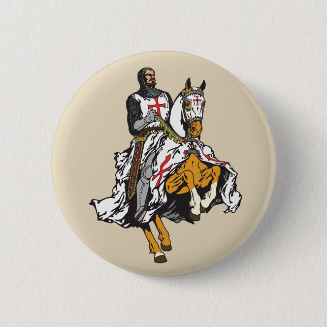 Templar knight 6 cm round badge (Front)