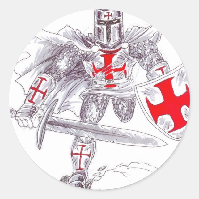 Templar Knight Art Classic Round Sticker (Front)