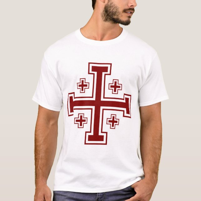 Templar Knight Crusader Jerusalem Cross T-Shirt (Front)