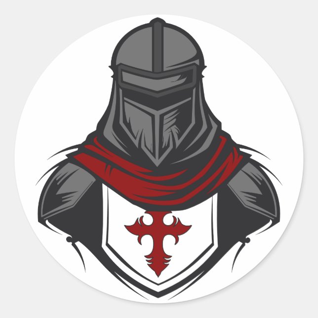 Templar Knight Head Portrait Wearing Armour Classic Round Sticker (Front)