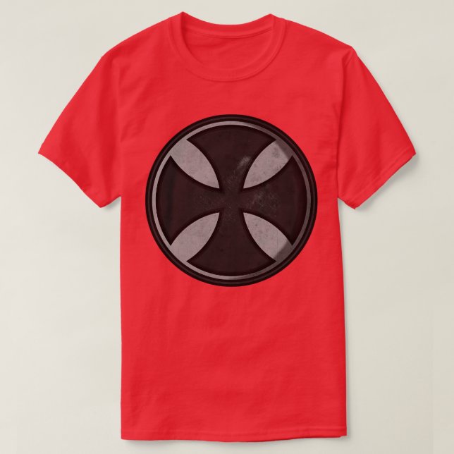 Templar Knight Shield BW T-Shirt (Design Front)
