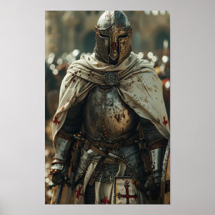 Templar Knights in Fierce Battle - Middle Ages Pos Poster