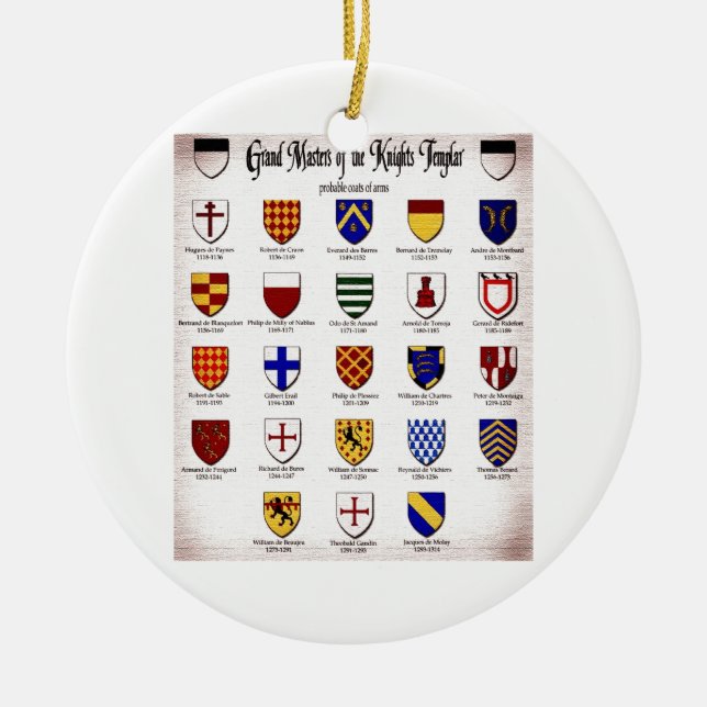 Templar Master Heraldry Ceramic Tree Decoration (Front)