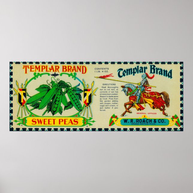 Templar Peas LabelGrand Rapids, MI Poster (Front)