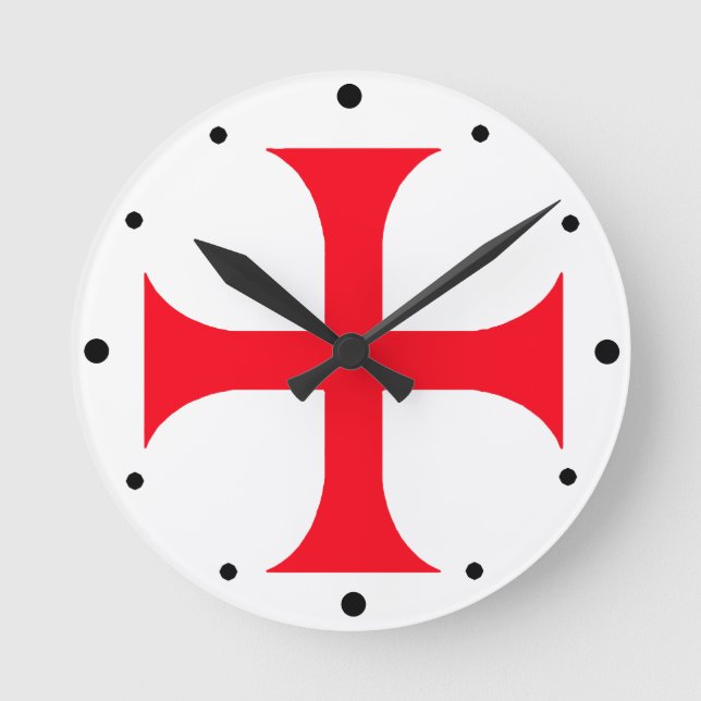 Templar red cross round clock (Front)