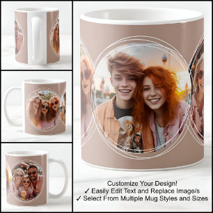 Template 3 Circular Photos Collage Brown C88 Coffee Mug
