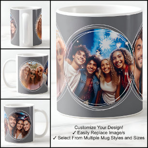 Template 3 Circular Photos Collage Dark Gray C19 Coffee Mug