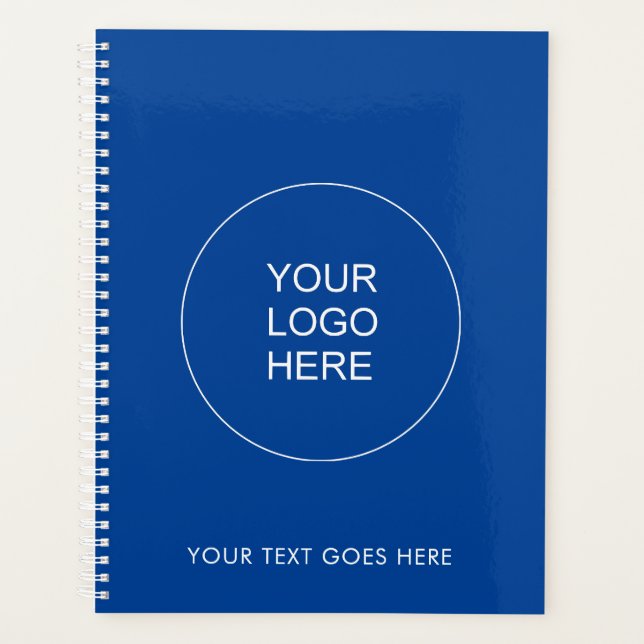 Template Add Your Logo Text Here Deep Blue Spiral Planner (Front)