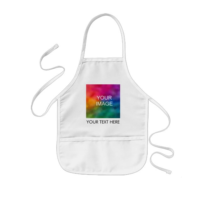 Template Add Your Photo Image Text Here White Kids Apron (Front)