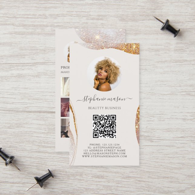 Template Beauty Aesthetician Social Media Business Calling Card (Front/Back In Situ)
