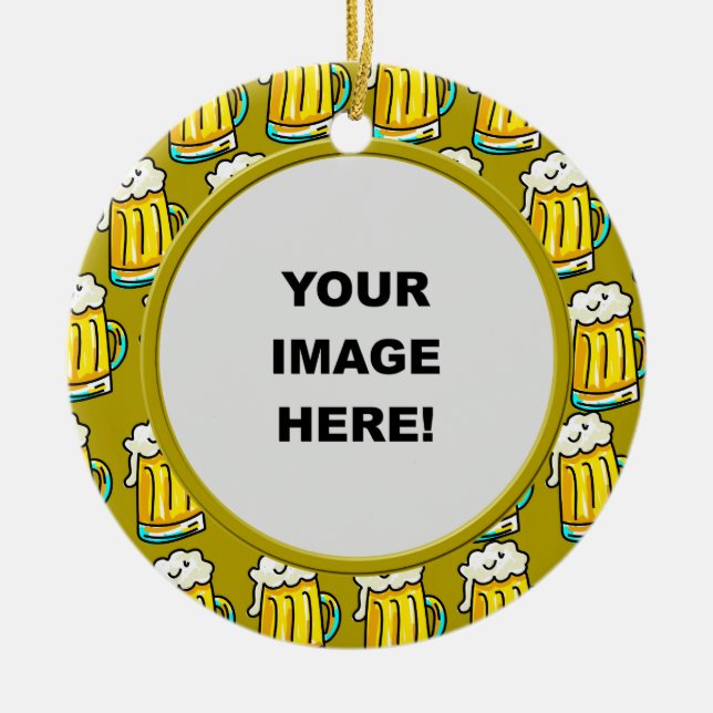 Template, Beer Border Ceramic Ornament (Front)
