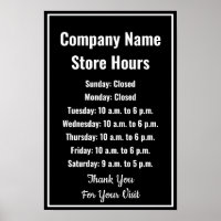 Template Black & White Business Hours
