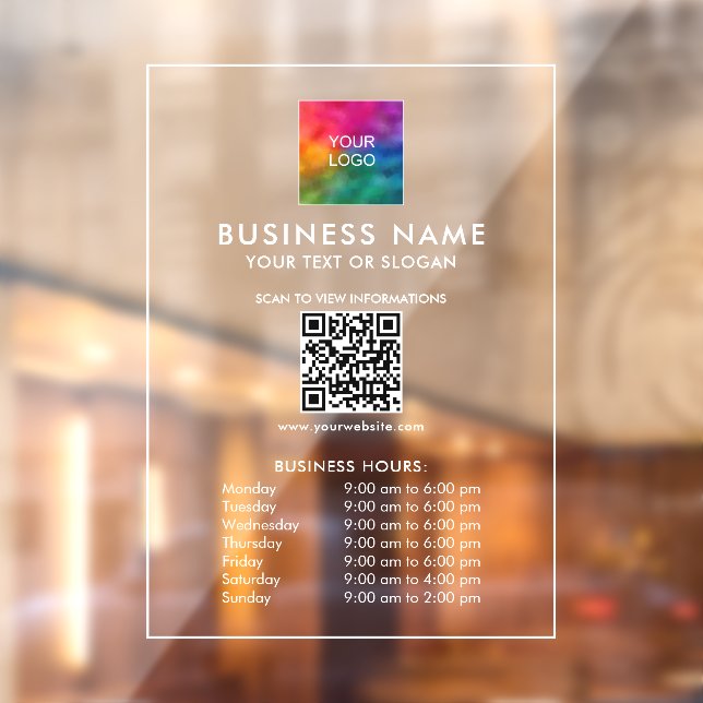 Template Business Hours Company Logo QR Code (Sheet 2)