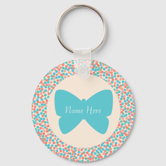 Template Butterfly Dots Keychain - 369 Antique (Front)