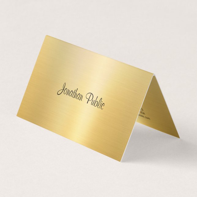 Template Calligraphy Faux Gold Modern Professional Business Card (Front)