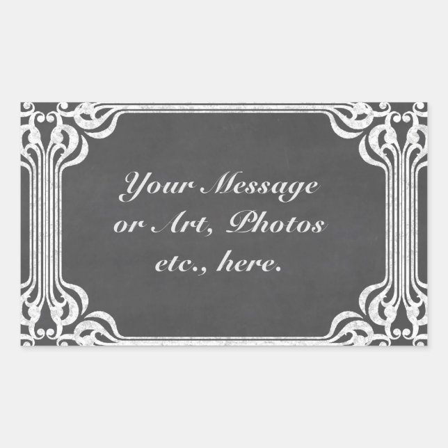 Template - Chalkboard Background w/ Border Rectangular Sticker (Front)
