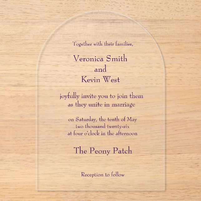 Template Clear Acrylic Wedding Invitation (Front)