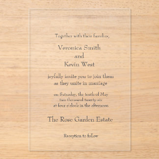 Template Clear Acrylic Wedding Invitation