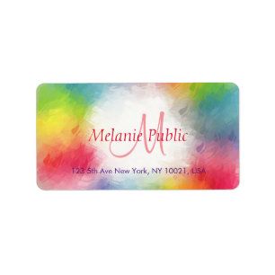 Template Colourful Modern Rainbow Monogram Abstrac Label