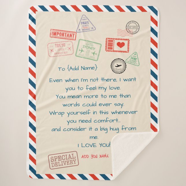 Template Custom Text Sherpa Blanket – We Love You  (Front)