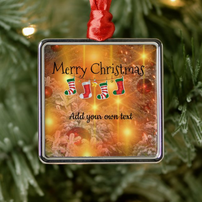 Template - Customise  Golden Christmas Metal Ornament (Tree)