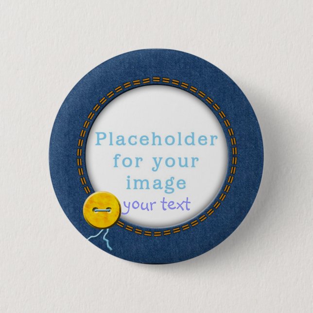 Template "Denim & Button" 6 Cm Round Badge (Front)