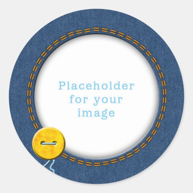 Template "Denim & Button" Classic Round Sticker (Front)