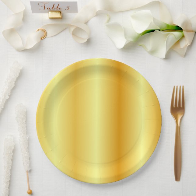 Template Elegant Glamourous Trendy Faux Gold Paper Plate (Wedding)