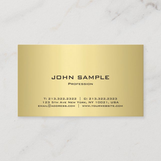 Template Elegant Gold Look Professional Modern Top Business Card (Front)