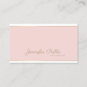 Template Elegant Handwritten Script Pink Gold Top Business Card