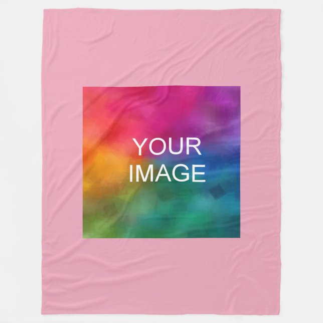 Template Elegant Pink Add Image Photo Logo Large Fleece Blanket (Front)