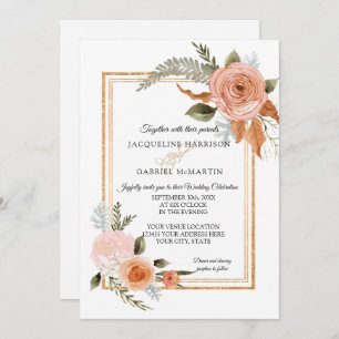 TEMPLATE Elegant Rustic Fall Floral Gold Wedding