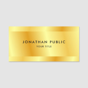 Template Faux Gold Personalised Elegant Modern Name Tag
