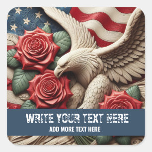 Template for Patriotic American Flag Eagle Sticker