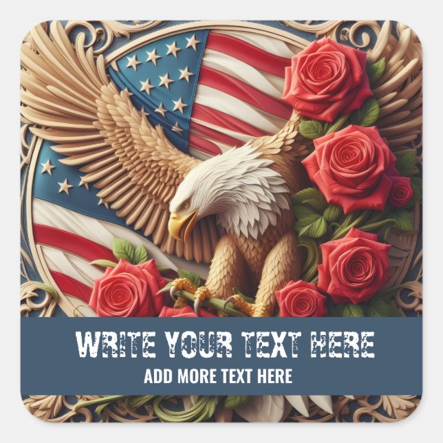 Template for Patriotic American Flag Eagle Sticker (Front)
