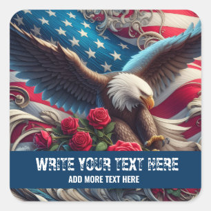Template for Patriotic American Flag Eagle Sticker