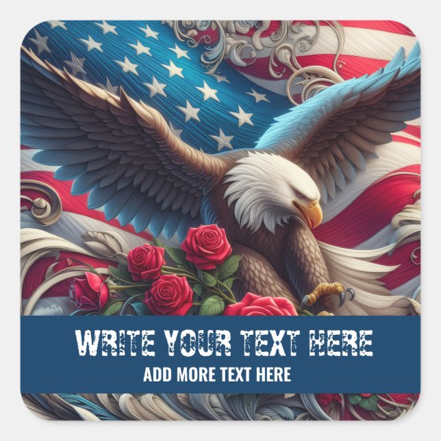 Template for Patriotic American Flag Eagle Sticker (Front)