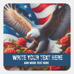 Template for Patriotic American Flag Eagle Sticker
