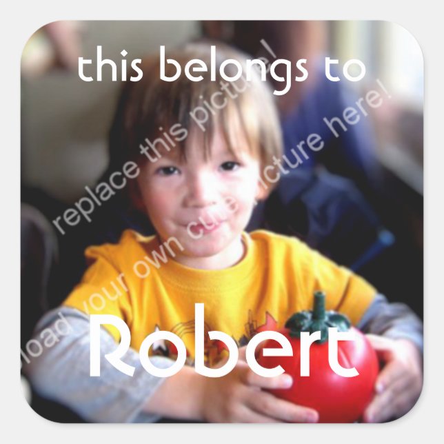 Template for Square Photo Customised Bookplate Sticker (Front)