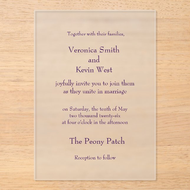 Template Frosted Acrylic Invitation (Front)