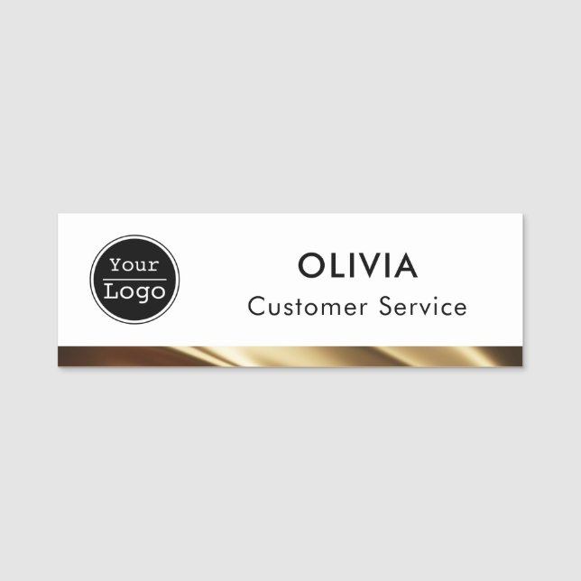  Template Gold And White / Classic Name Tag (Front)