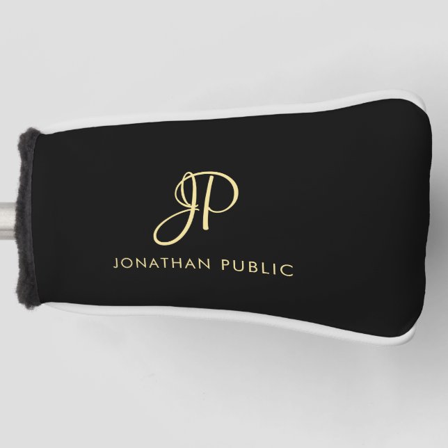 Template Gold Monogram Create Your Own Best Golf Head Cover (Front)
