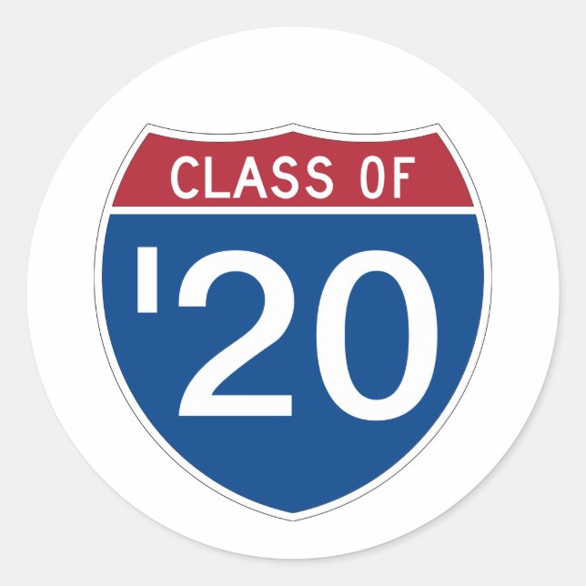 Template INTERSTATE sign  Class of 20XX Classic Round Sticker (Front)
