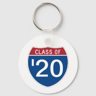 Template INTERSTATE sign Class of 20XX Key Ring