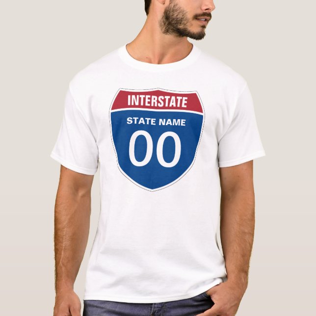Template INTERSTATE STATE NAME ONE or TWO-DIGITS T-Shirt (Front)