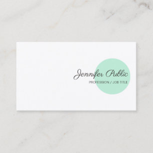 Template Mint Green White Modern Handwriting Text Business Card