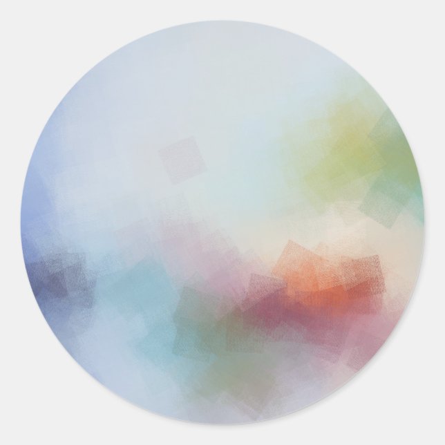 Template Modern Abstract Art Trendy Colourful Blan Classic Round Sticker (Front)