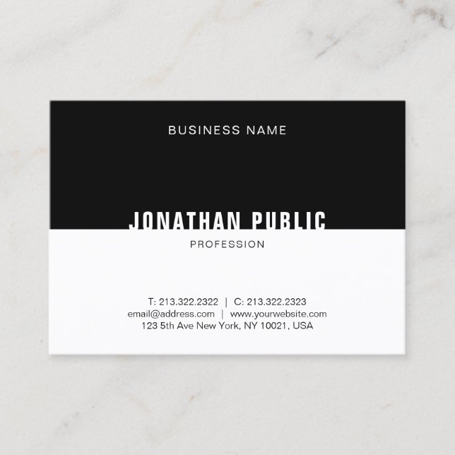 Template Modern Black White Elegant Professional Business Card (Front)