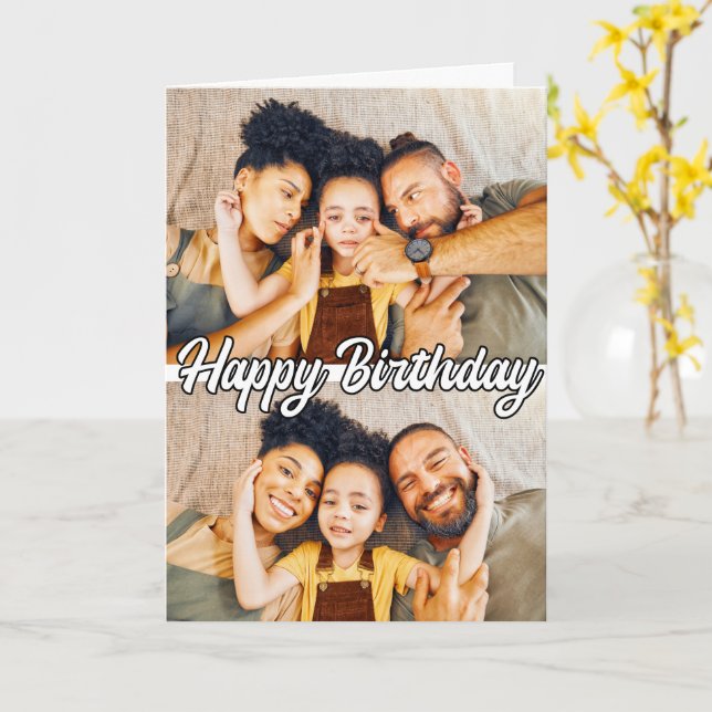  Template Modern Custom 2-photos Happy Birthday (Yellow Flower)