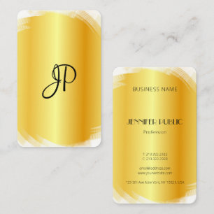 Template Modern Elegant Faux Gold White Monogram Business Card